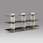 Marble and Wood Three Tier Floating Wall Mounted Shelf