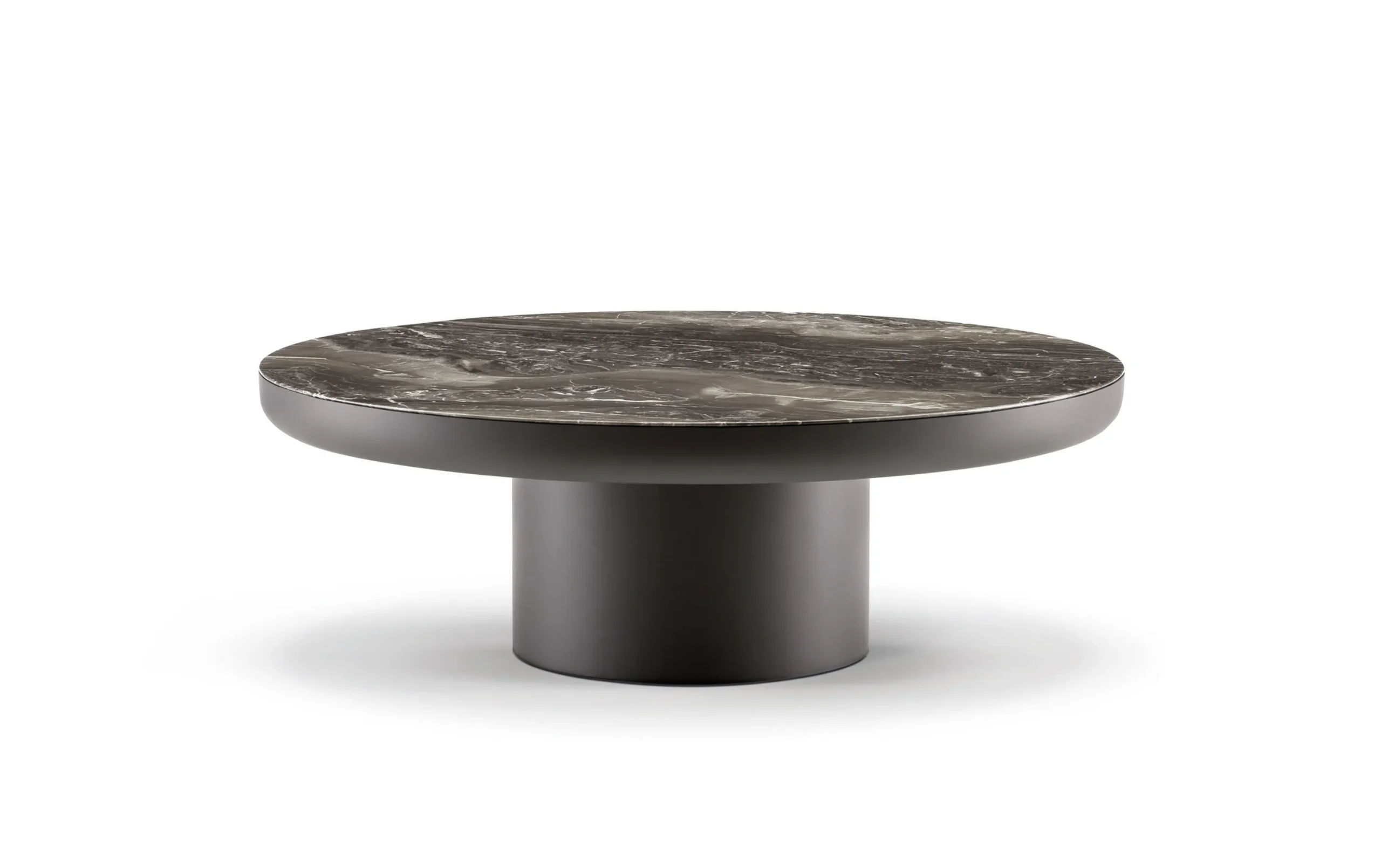 Minimalist Green Marble Round Coffee Table Metal Pedestal