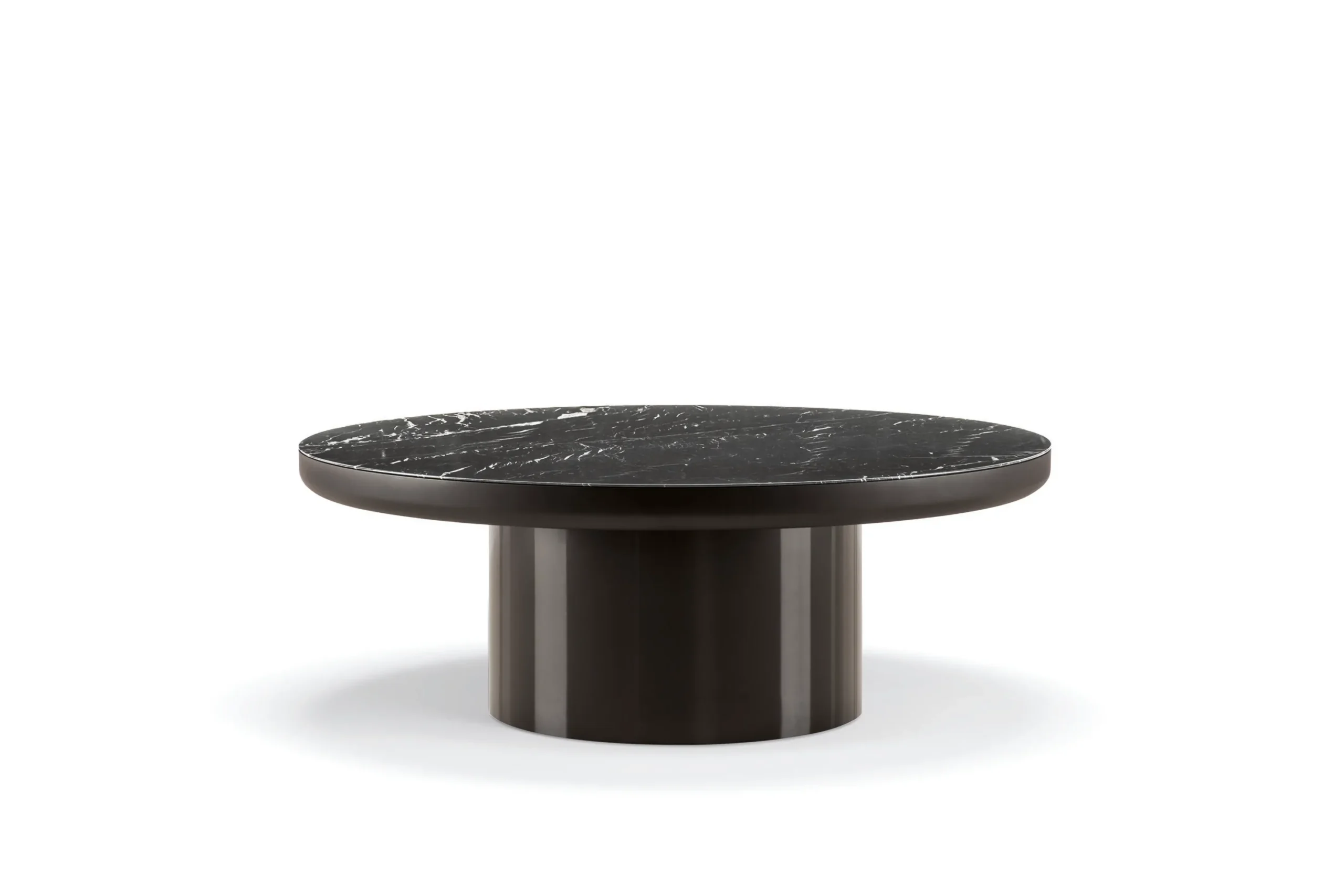 Minimalist Green Marble Round Coffee Table Metal Pedestal