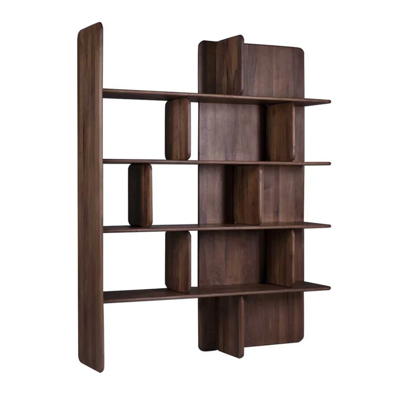 Modern Asymmetric Wooden Wall Mounted Display Shelf Bookcase