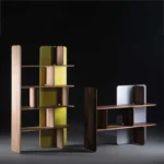 Modern Asymmetric Wooden Wall Mounted Display Shelf Bookcase