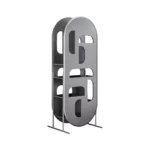 Modern Curved Metal Frame Open Display Shelf with Cutout Compartments