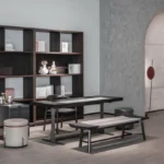 Modern Matte Black Wooden Multi Compartment Open Display Shelf Bookcase