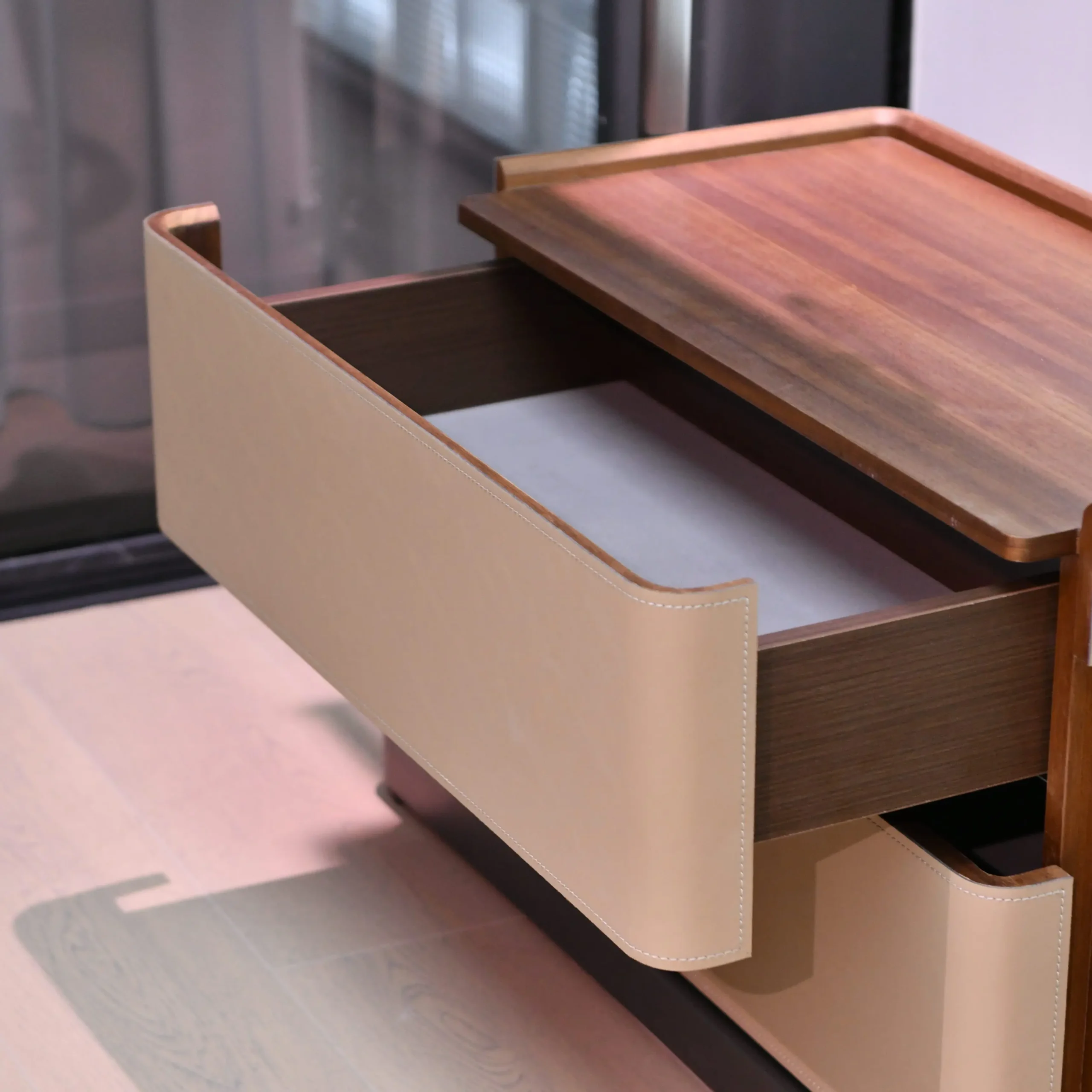 Modern Metal Coat Stand with Two Drawers and Hanging Hooks