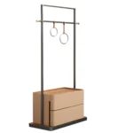 Modern Metal Coat Stand with Two Drawers and Hanging Hooks