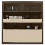 Modern Two Tone Wooden Display Shelf with Closed Storage Cabinets