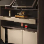 Modern Two Tone Wooden Display Shelf with Closed Storage Cabinets