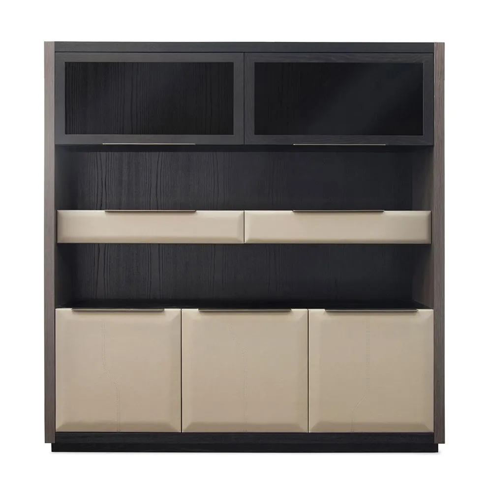 Modern Two Tone Wooden Display Shelf with Closed Storage Cabinets
