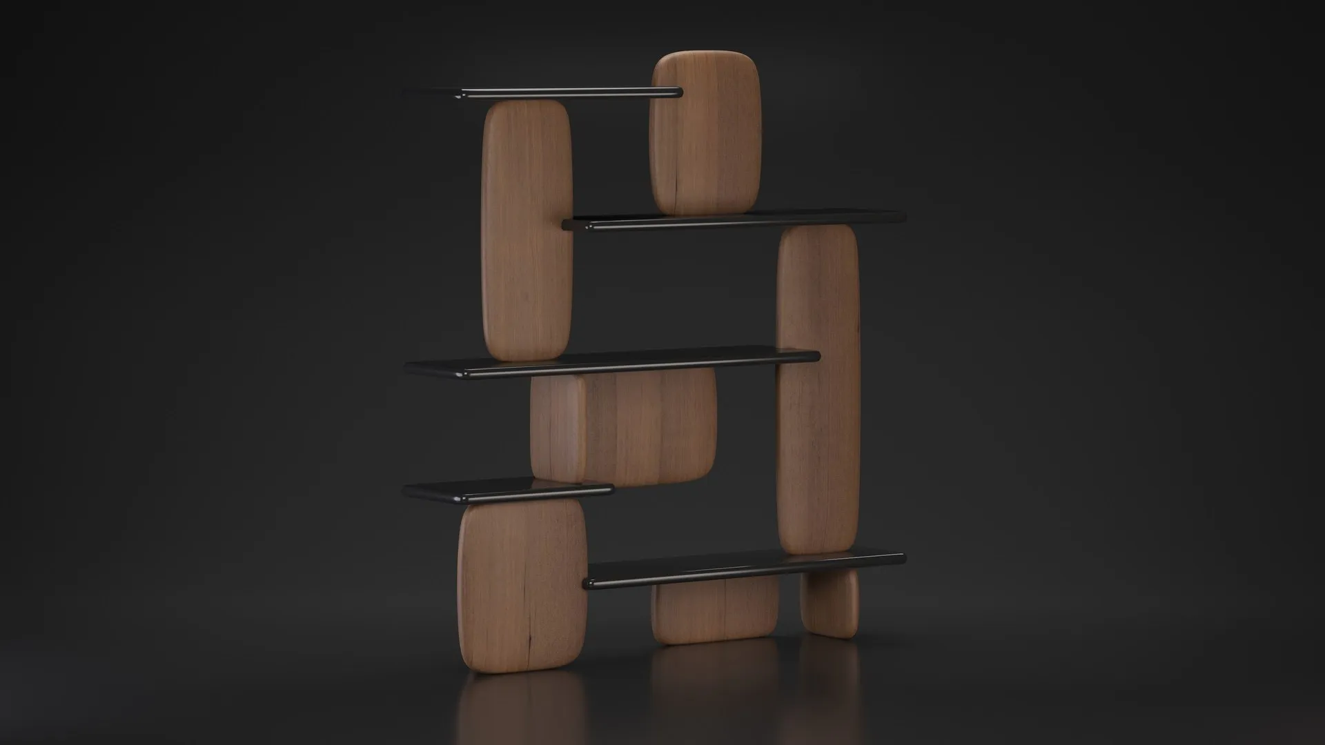 Organic Curved Wooden Wall Mounted Multi Tier Display Shelf