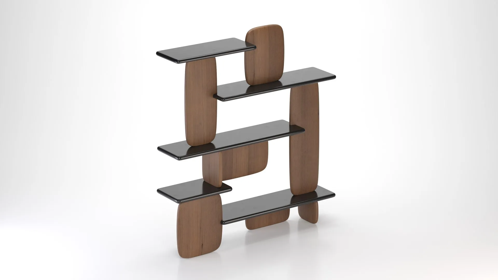 Organic Curved Wooden Wall Mounted Multi Tier Display Shelf