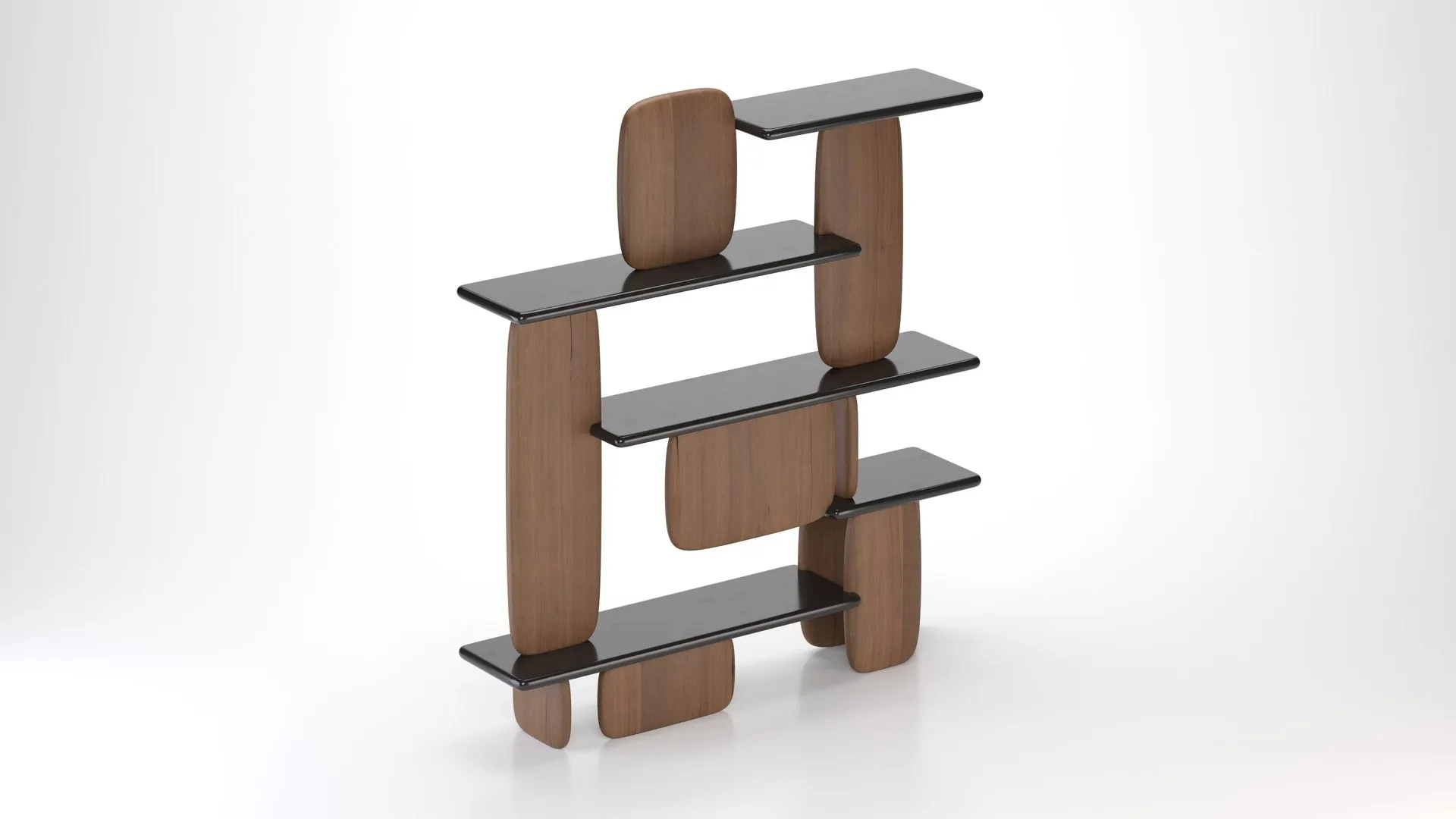 Organic Curved Wooden Wall Mounted Multi Tier Display Shelf