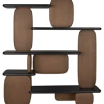 Organic Curved Wooden Wall Mounted Multi Tier Display Shelf