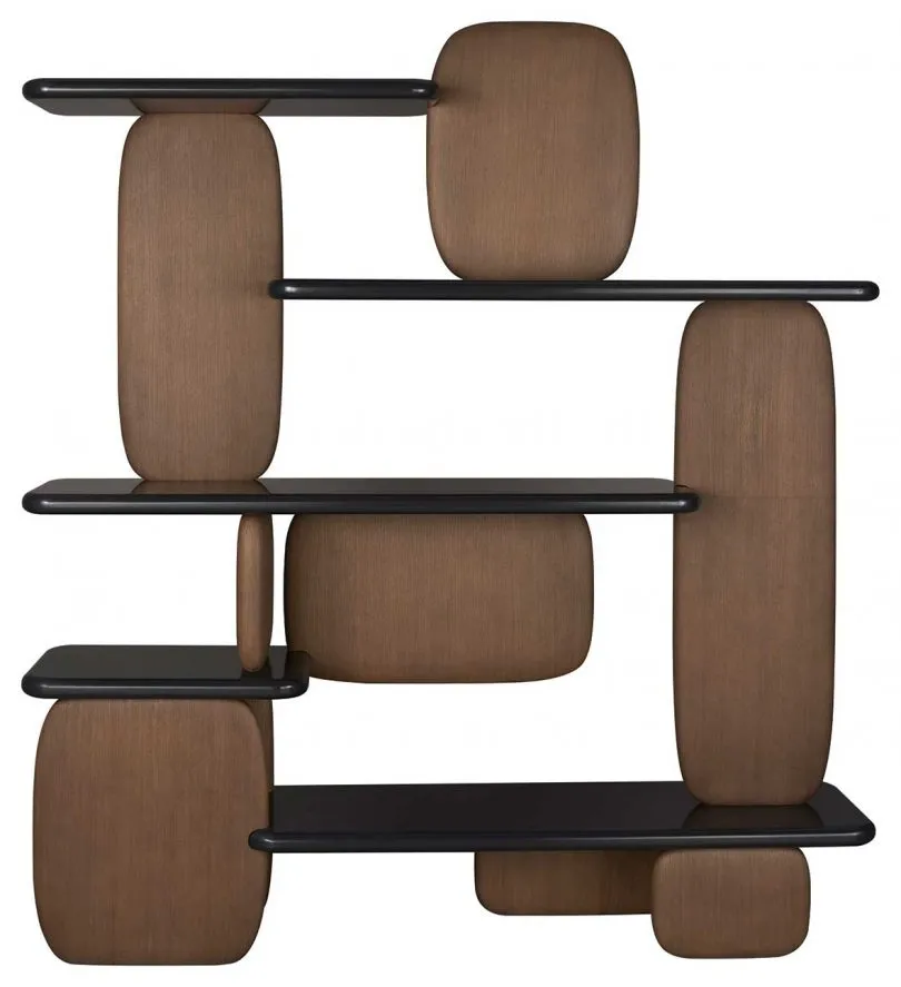 Organic Curved Wooden Wall Mounted Multi Tier Display Shelf