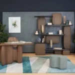 Organic Curved Wooden Wall Mounted Multi Tier Display Shelf