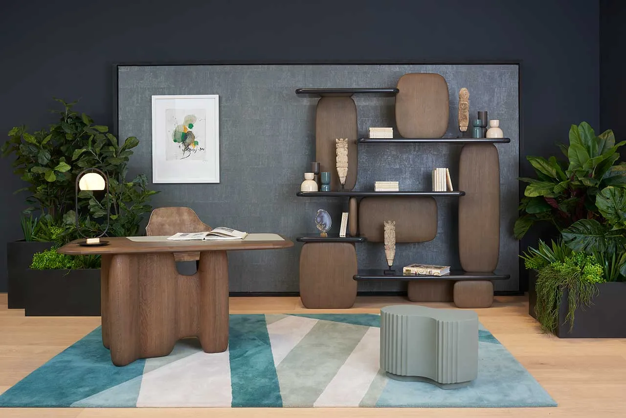 Organic Curved Wooden Wall Mounted Multi Tier Display Shelf