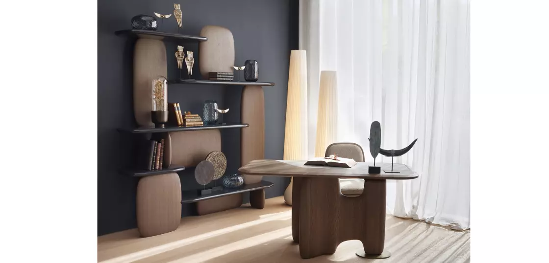 Organic Curved Wooden Wall Mounted Multi Tier Display Shelf