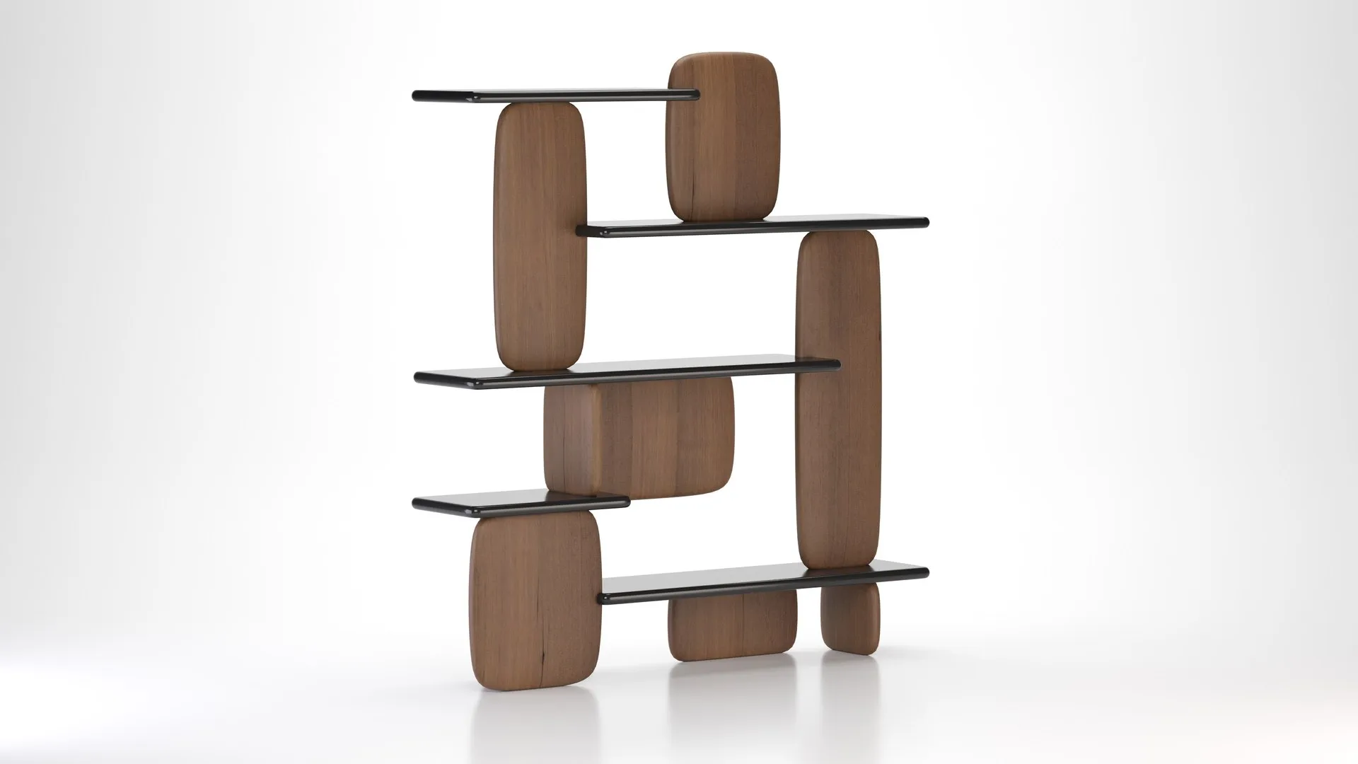 Organic Curved Wooden Wall Mounted Multi Tier Display Shelf