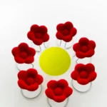 Red Velvet Flower Shaped Upholstered Metal Frame Bar Stool