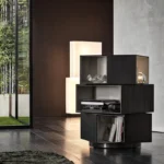 Rotating Stacked Cube Two Tone Wooden Display Storage Shelf