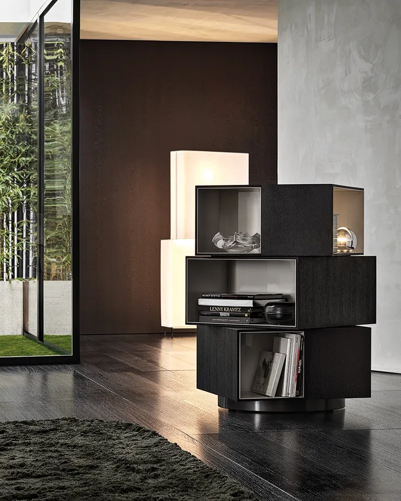 Rotating Stacked Cube Two Tone Wooden Display Storage Shelf