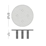 Round Marble Dining Table with Ribbed Walnut Legs