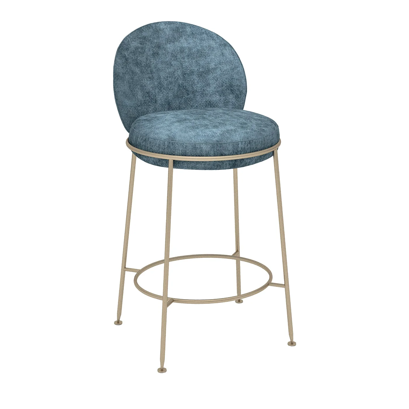 Slate Blue Fabric Counter Stool with Gold Metal Frame