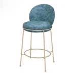Slate Blue Fabric Counter Stool with Gold Metal Frame