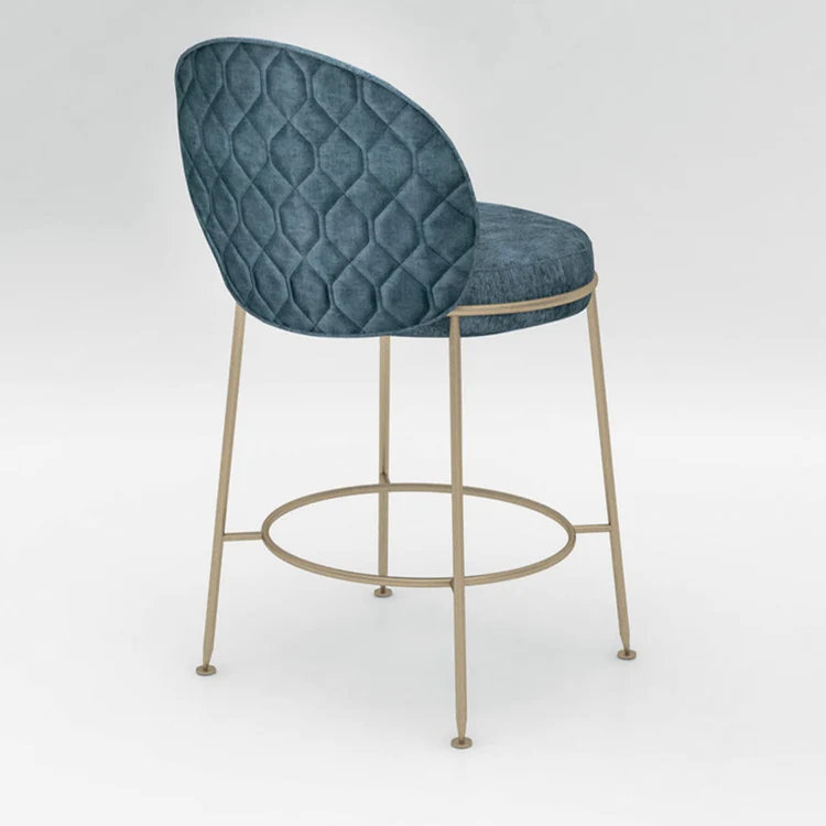 Slate Blue Fabric Counter Stool with Gold Metal Frame
