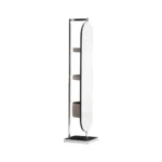 Sleek Oval Silver Mirror Dressing Stand with Microfiber Saddle Leather Accents