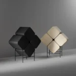 Modular Black Cube Storage Unit Foldable Geometric Design Metal Frame Multi-Functional Accent Shelf