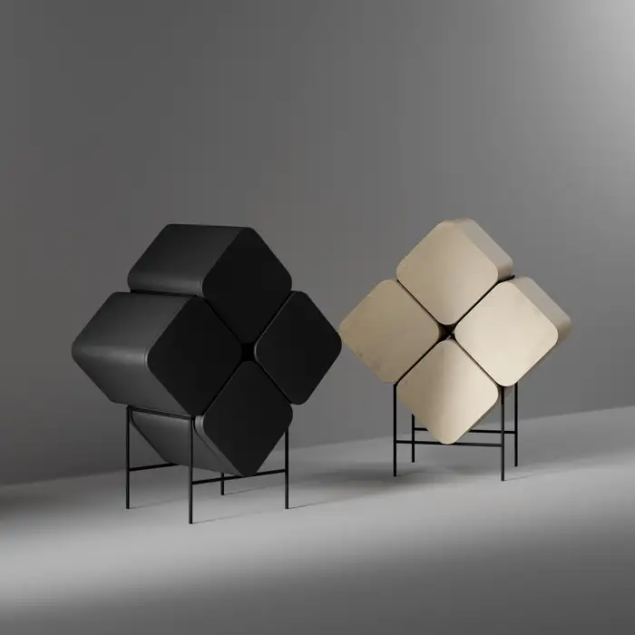 Modular Black Cube Storage Unit Foldable Geometric Design Metal Frame Multi-Functional Accent Shelf