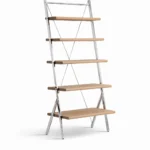 Taupe Metal Frame Folding Open Display Shelf with Wooden Accents