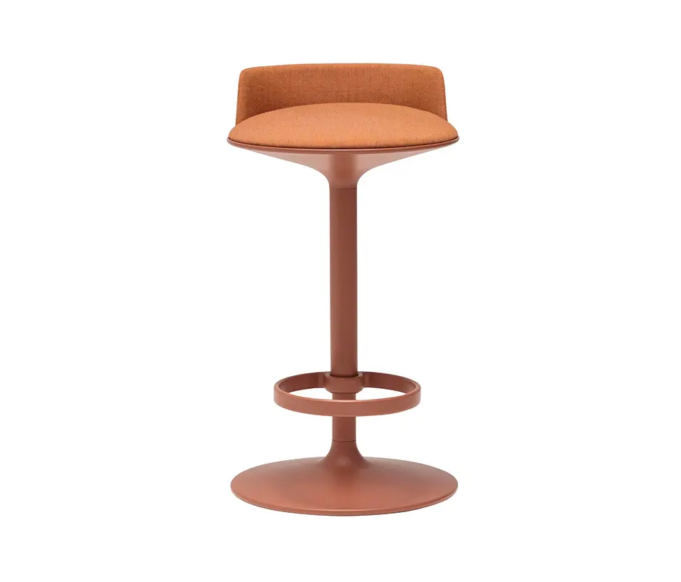 Terracotta Fabric Bar Stool Sculpted Base Integrated Footrest