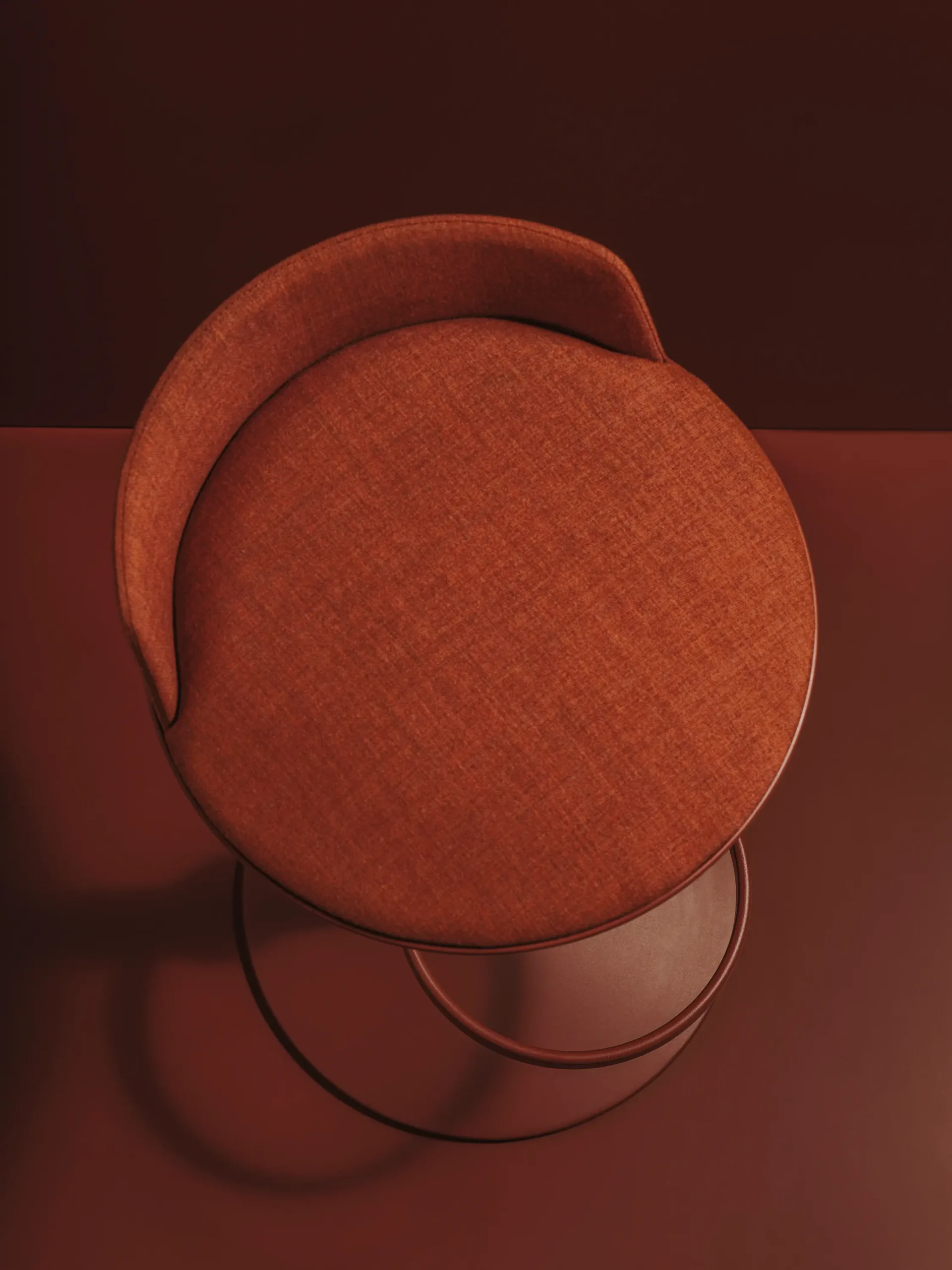 Terracotta Fabric Bar Stool Sculpted Base Integrated Footrest