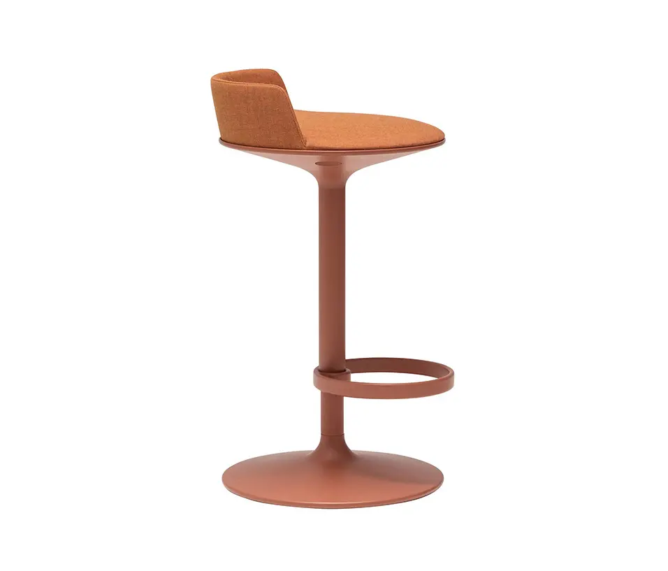 Terracotta Fabric Bar Stool Sculpted Base Integrated Footrest