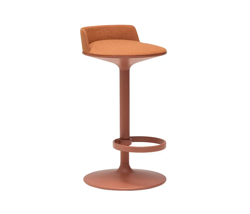 Terracotta Fabric Bar Stool Sculpted Base Integrated Footrest