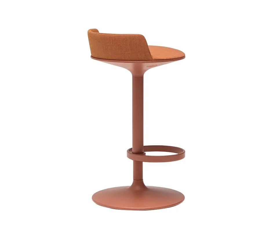Terracotta Fabric Bar Stool Sculpted Base Integrated Footrest