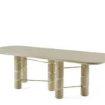 Travertine Round Dining Table with Stacked Cylindrical Legs