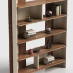 Two Tone Curved Open Shelf Wooden Display Bookcase