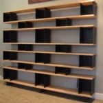 Asymmetric Two Tone Wooden Multi Tier Open Display Shelf Bookcase