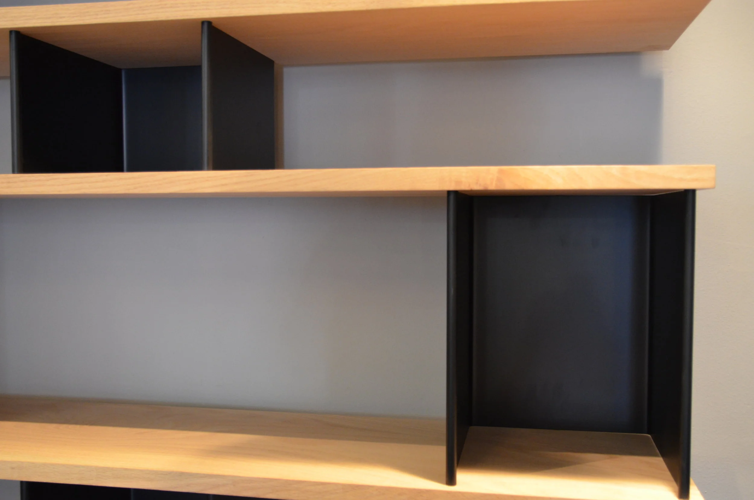 Asymmetric Two Tone Wooden Multi Tier Open Display Shelf Bookcase