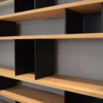 Asymmetric Two Tone Wooden Multi Tier Open Display Shelf Bookcase