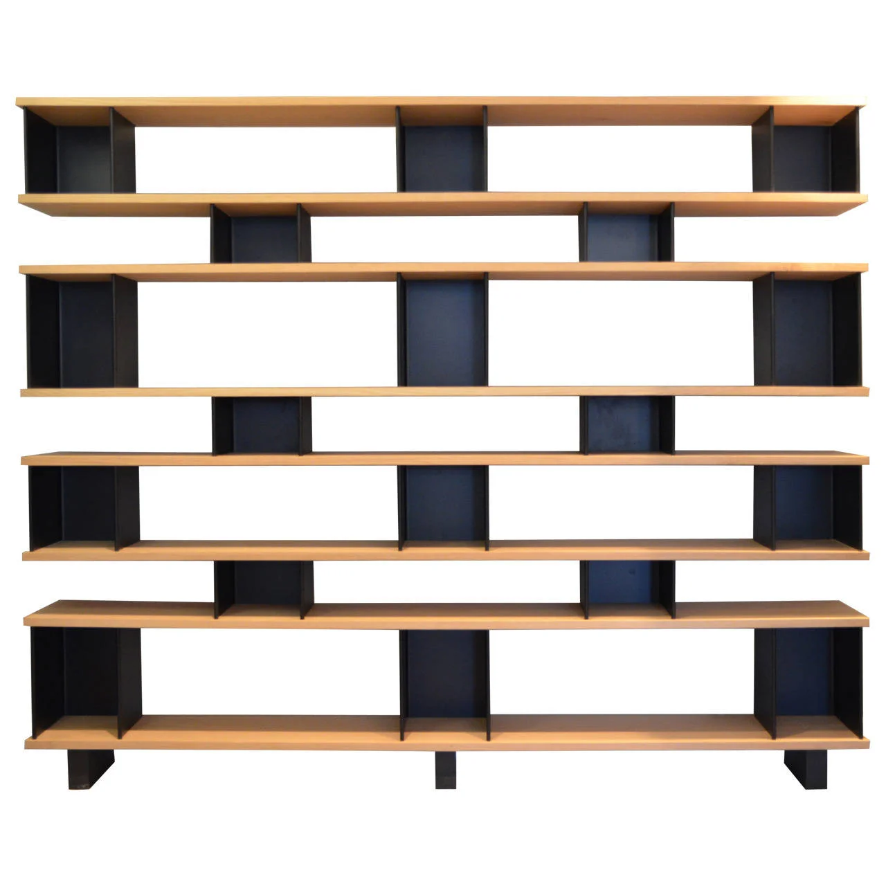 Asymmetric Two Tone Wooden Multi Tier Open Display Shelf Bookcase