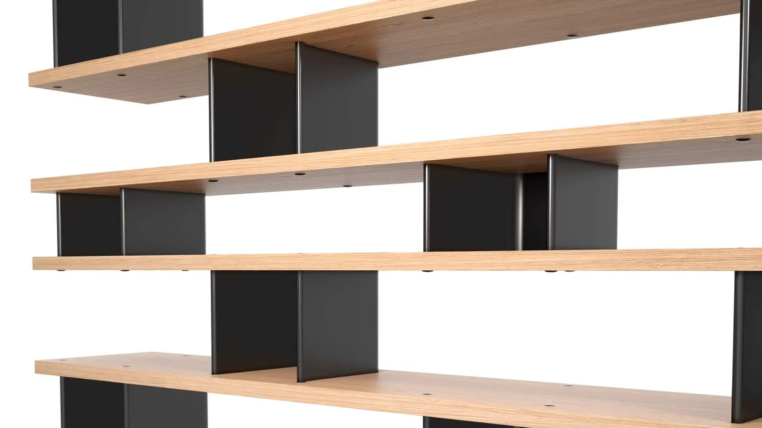 Asymmetric Two Tone Wooden Multi Tier Open Display Shelf Bookcase