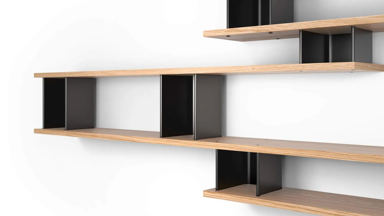Asymmetric Two Tone Wooden Multi Tier Open Display Shelf Bookcase