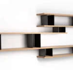 Asymmetric Two Tone Wooden Multi Tier Open Display Shelf Bookcase