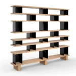 Asymmetric Two Tone Wooden Multi Tier Open Display Shelf Bookcase