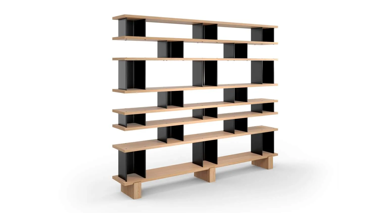 Asymmetric Two Tone Wooden Multi Tier Open Display Shelf Bookcase