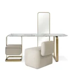 Marble Top Vanity Set with Full Length Mirror and Gold Frame