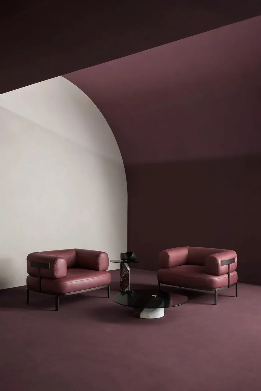 Marble-Accented Black Glass Nesting Side Tables with Geometric Pedestals